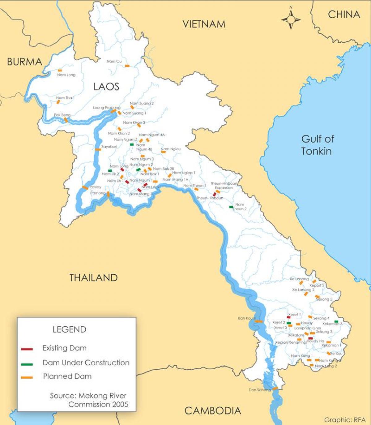 แผนที่ของลาวแม่น้ำ