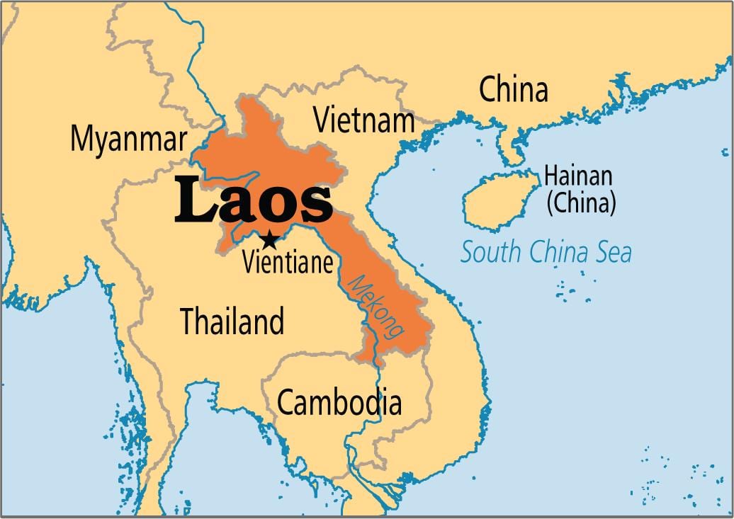 ลาวก็ประเทศในโลกแผนที่