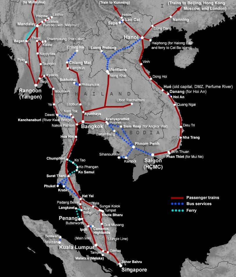 ลาวก็ railway แผนที่