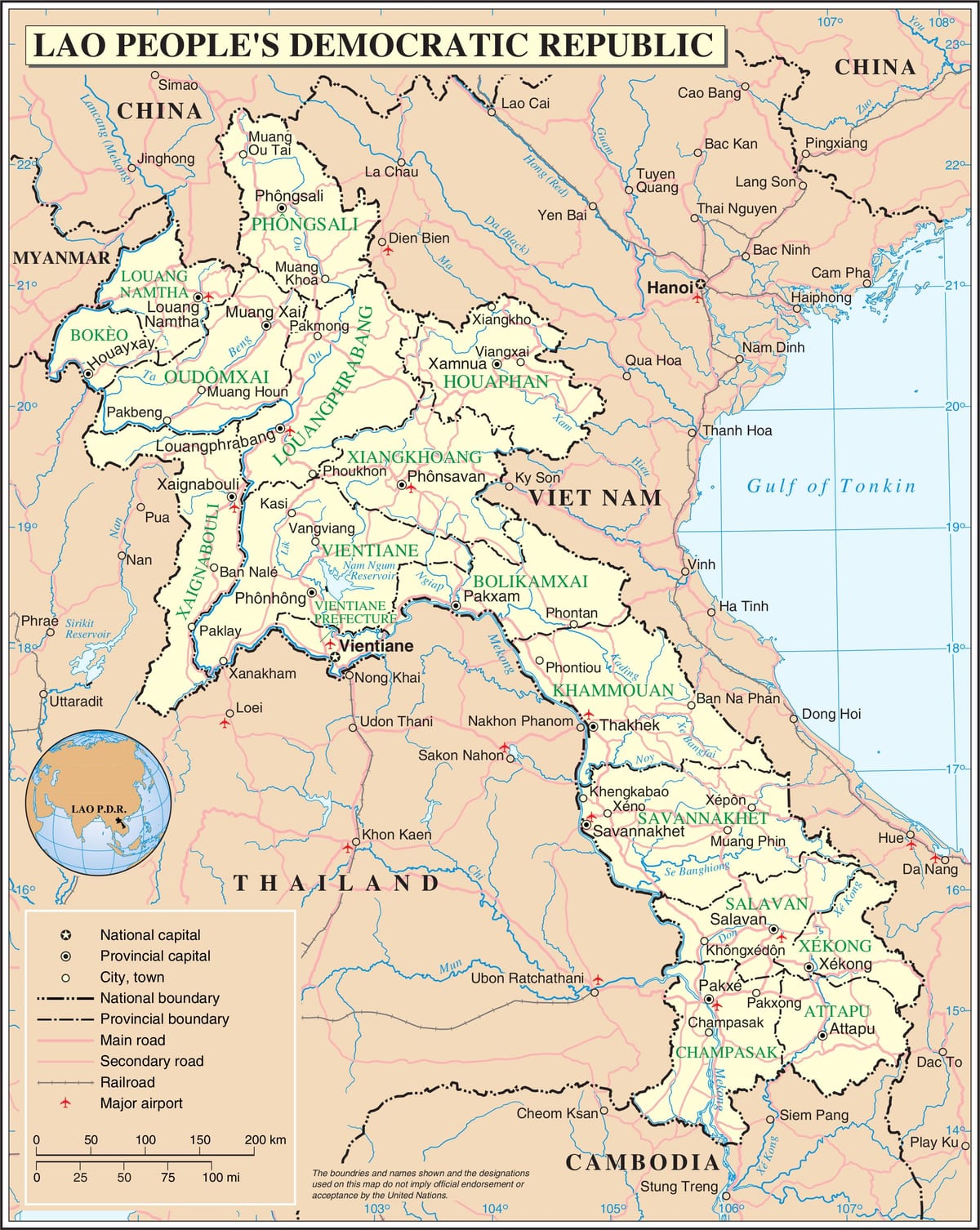 แผนที่ของลาวงถนน