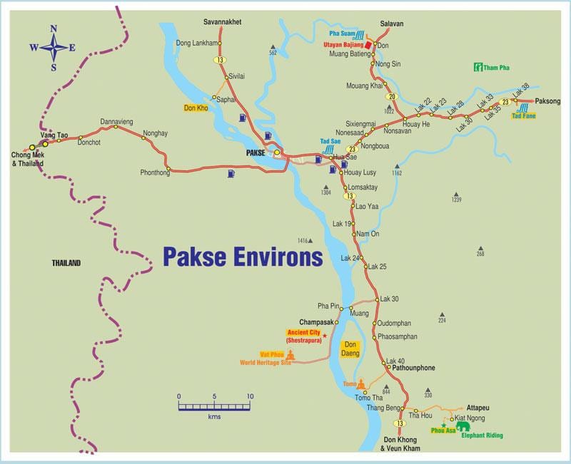 แผนที่ของ pakse ลาว name