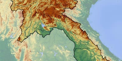แผนที่ของลาว topographic