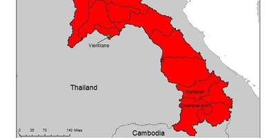 แผนที่ของลาวยเป็นไข้มาเลเรีย 